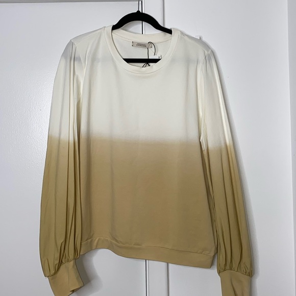 DOROTHEE SCHMACHER OMBRE COLOR BLOCK PUFF SLEEVE TOP, size 5 (XL) - Picture 4 of 10